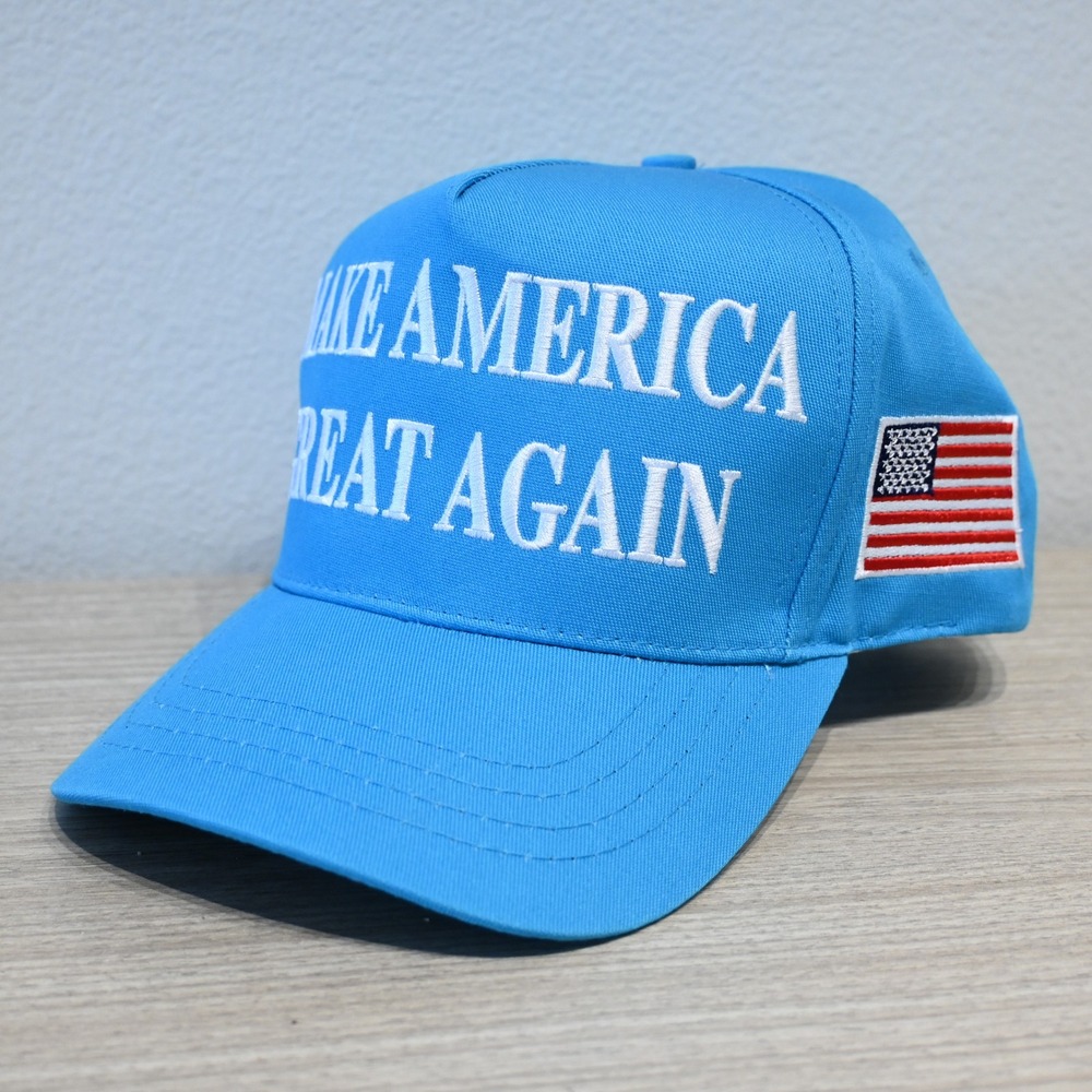 Trump 45-47 Make America Great Again Turquoise Snapback Hat Cap USA Flag OSFM